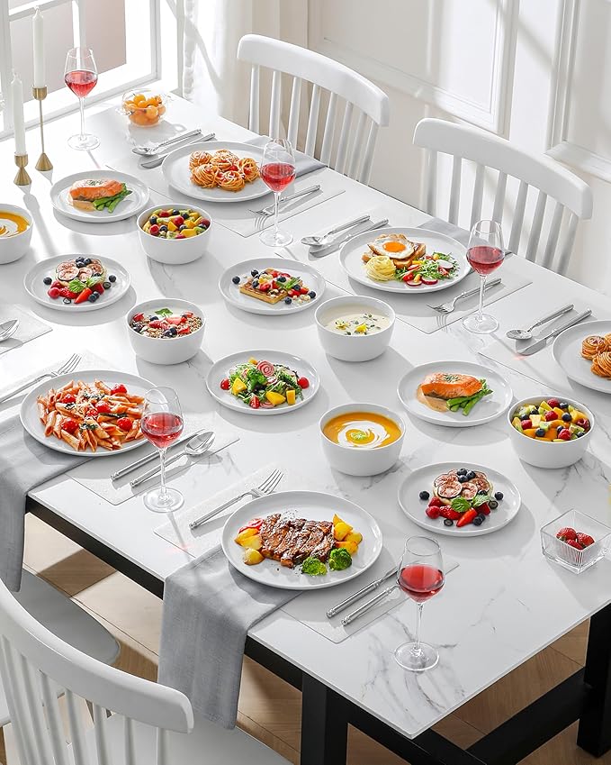 MALACASA 18-Piece Dinnerware Set for 6, White Porcelain Dishes