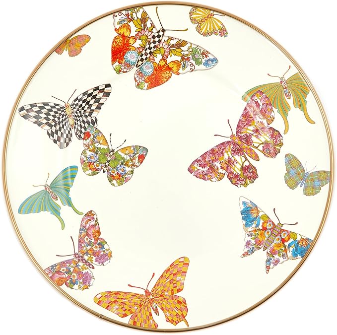 MACKENZIE-CHILDS Enamel Dessert Plate, Butterfly Garden