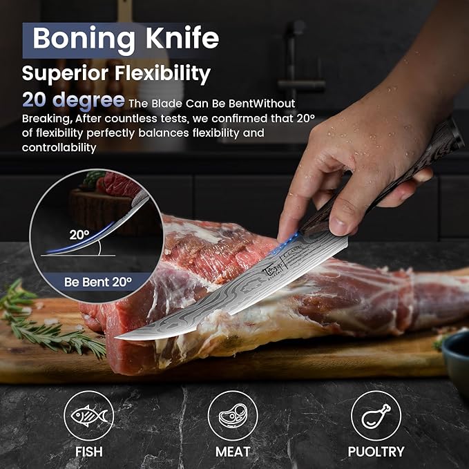 SYOKAMI Butcher Knife Set, Cleaver, Breaking & Boning Knife for Meat & BBQ