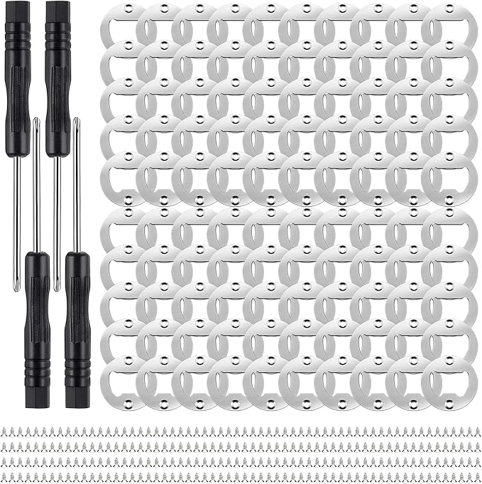 Ohiyoo 100 Set DIY Bottle Opener Hardware - Stainless Steel Metal Bottle Opener Insert Kits (Silver, 100 Set)