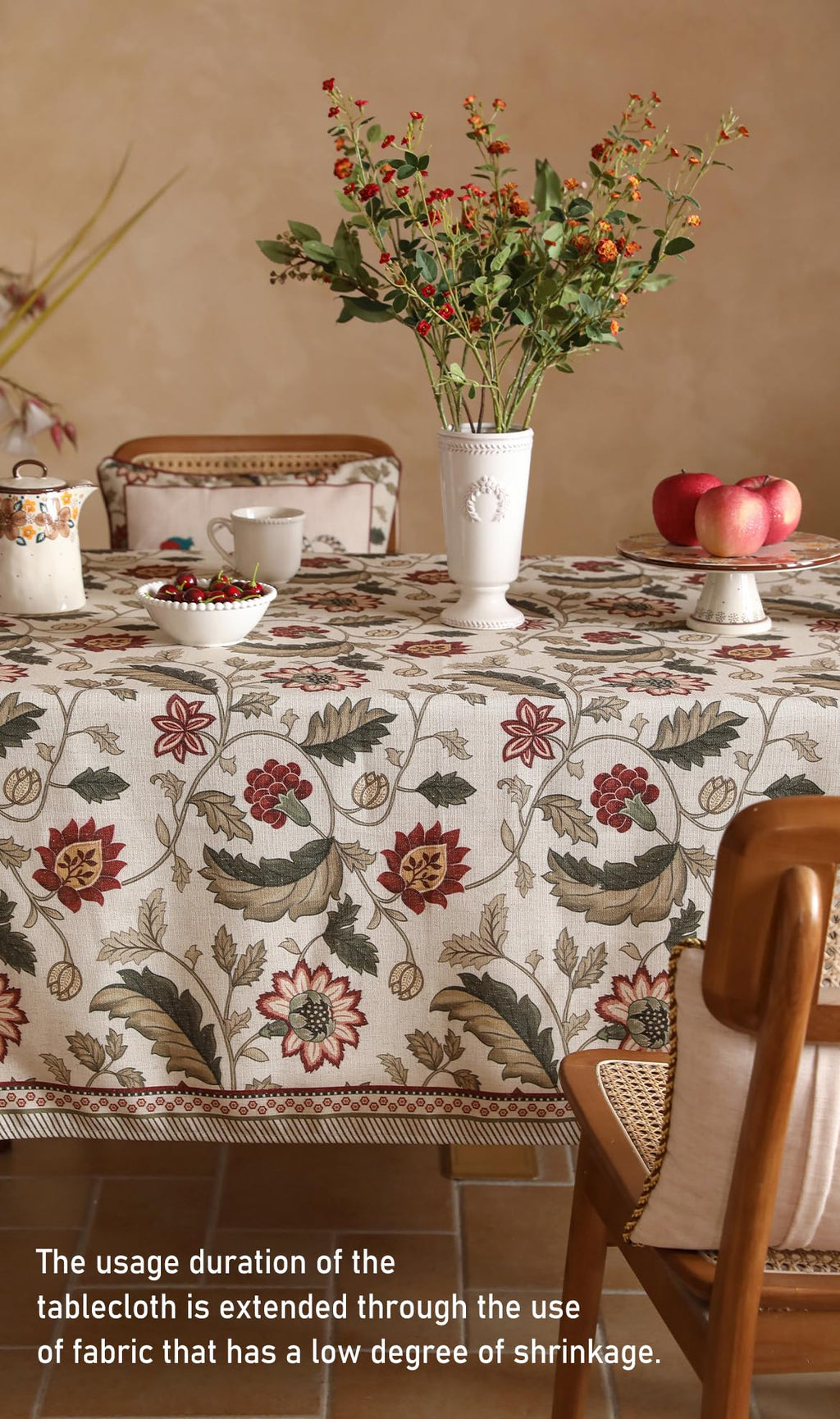 ISAENNE Designer Vintage Linen Tablecloth Rectangular,79"x55"-Ratina