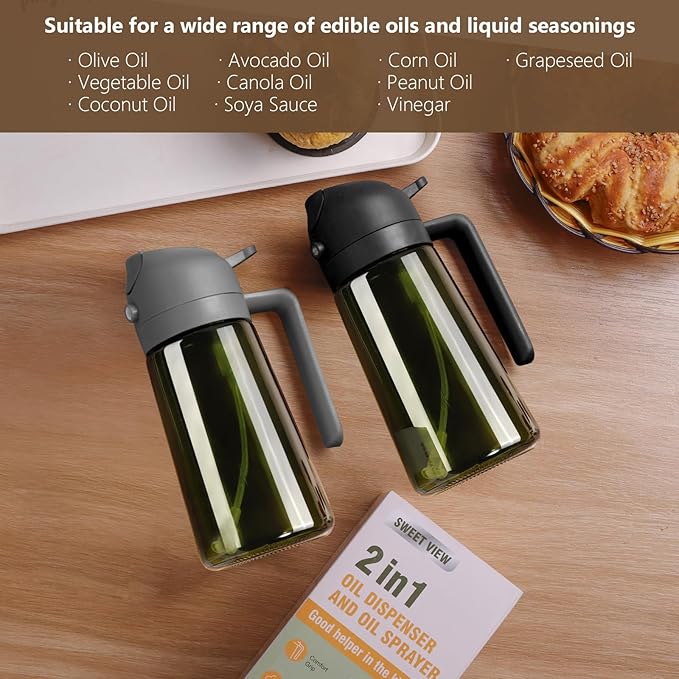 SWEET VIEW 2PCS Olive Oil Dispenser and Oil Sprayer