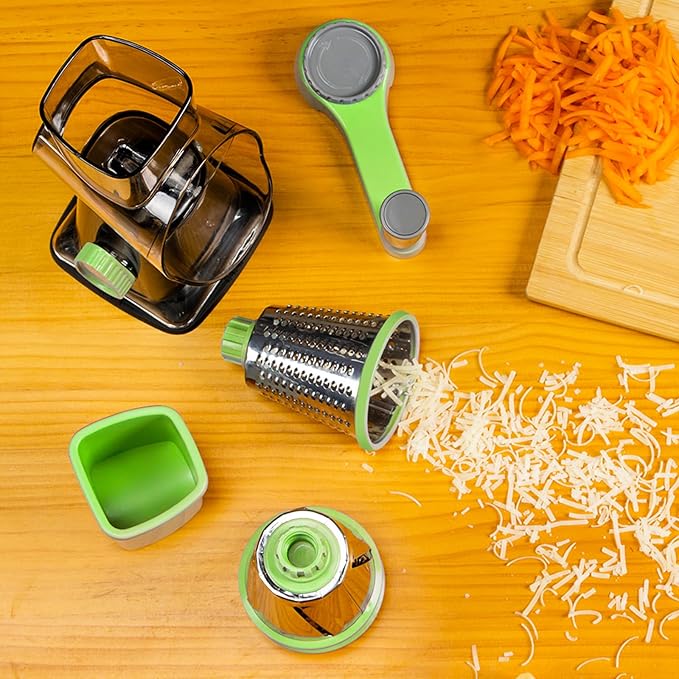Eleko Meyar Cheese Grater with Handle, Multifunctional Manual Rotary Cheese Grater - Cheese Shredder Easily Chop Carrots, Potatoes, Vegetables and Fruits and Easy to Clean