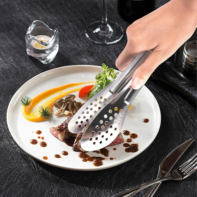 8PCS 9-Inch Serving Tongs,XEVOM Kitchen Tongs,Buffet Tongs,Stainless Steel
