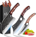 ROCOCO Butcher Cleaver Knife Set - 3PCS Serbian Chef Viking Boning Knife