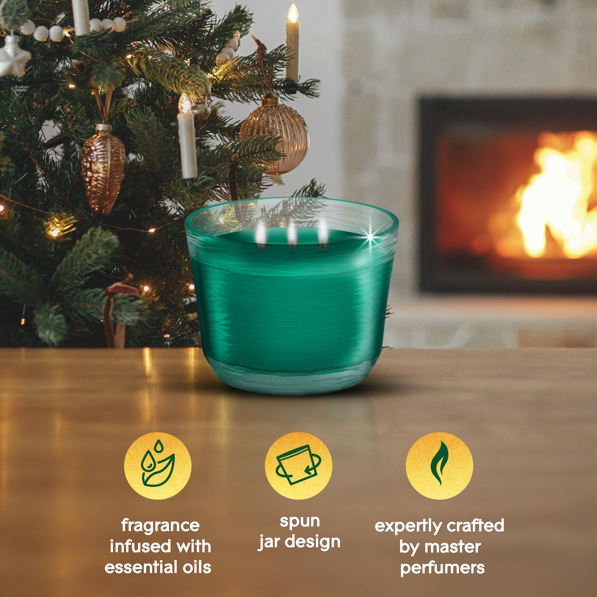 Glade 3-Wick Scented Candle Jar, Balsam & Spruce, Air Freshener Infused with Essential Oils, 6.8 Oz, 3 Count