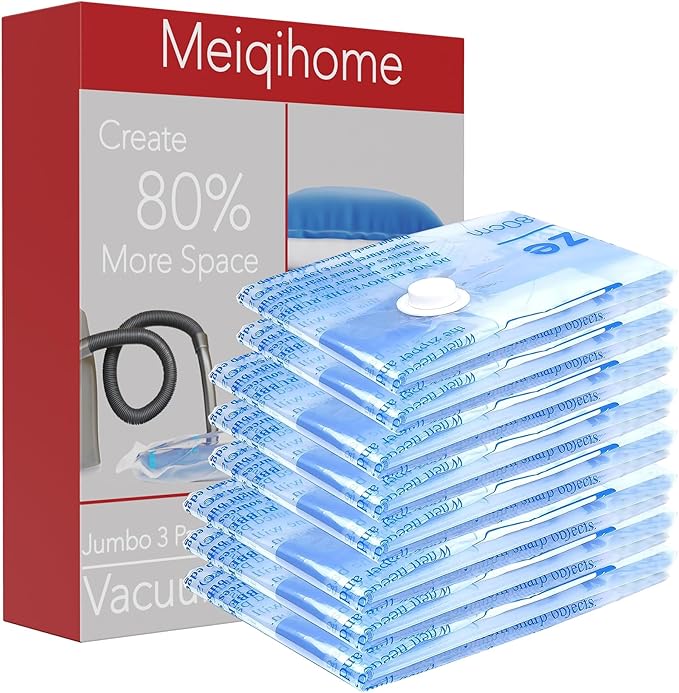 MEIQIHOME Vacuum Storage Bags, Space Saver Sealer Bags,Vacuum seal bags for clothing, Pillows, Comforters, Blankets, Bedding,Travel,8 MEDIUM