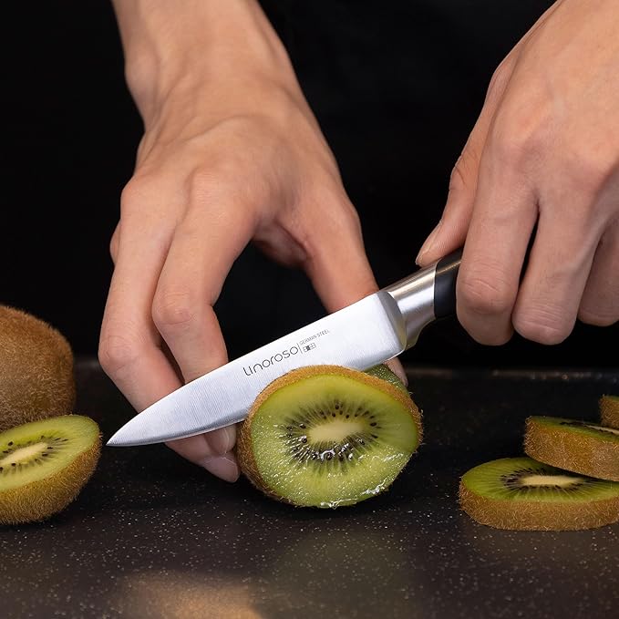 linoroso 3.5 Inch Paring Knife, Sharp Forged German Stainless Steel Kitchen Knife, Full Tang Small Fruit Knife with Ergonomic Handle, Premium Classic Series with Elegant Gift Box
