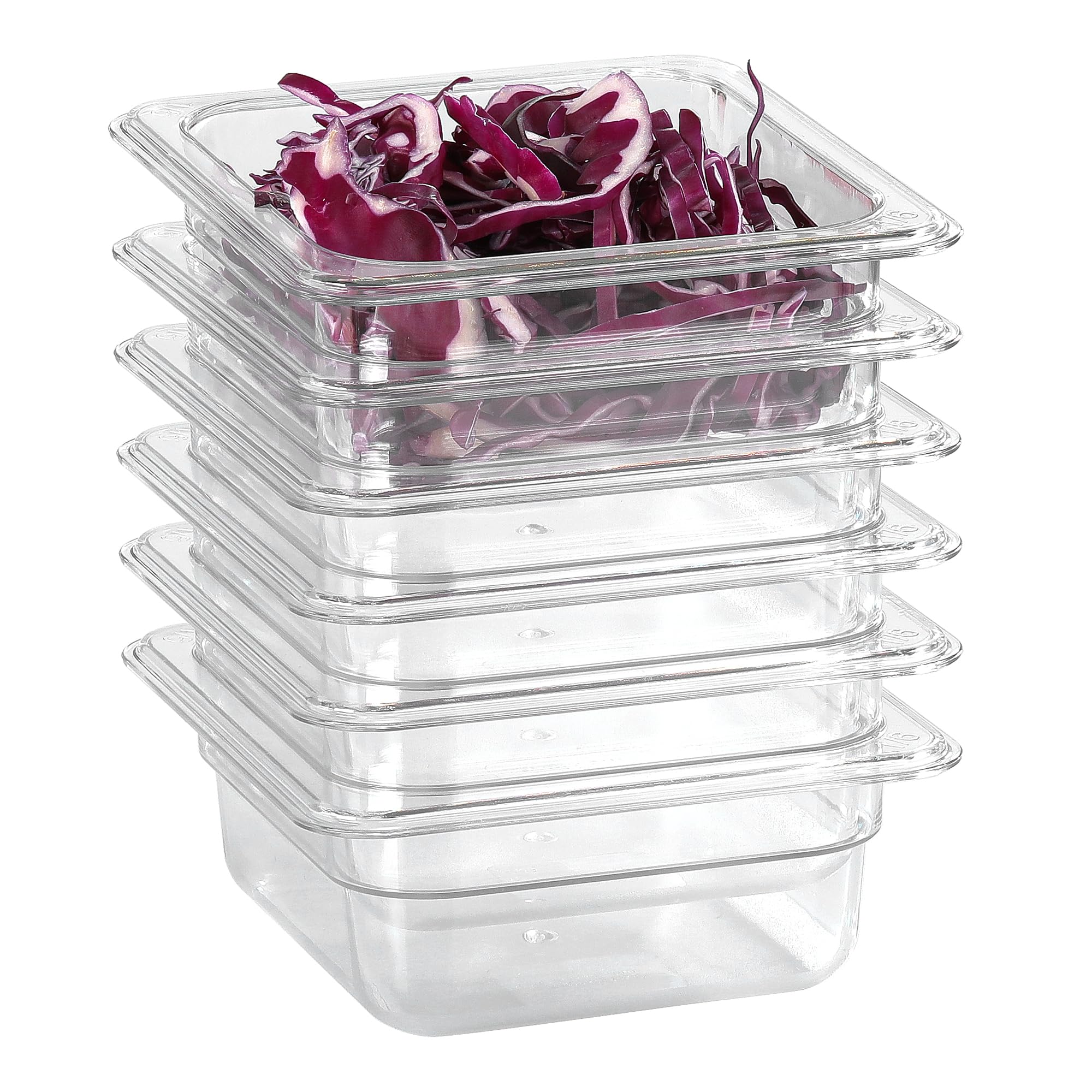 EGGKITPO 1/6 Clear Food Pans 6 pack 2.5 Inch Deep Pan Stackable Polycarbonate Food Pan for Commercial Kitchen Restaurant Use BPA free