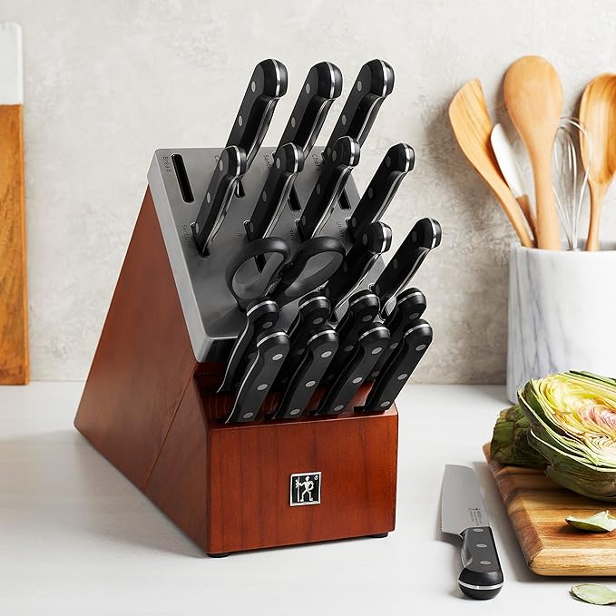 Henckels Solution Self Sharpening 20-Pc Knife Set, German Engineered, Brown