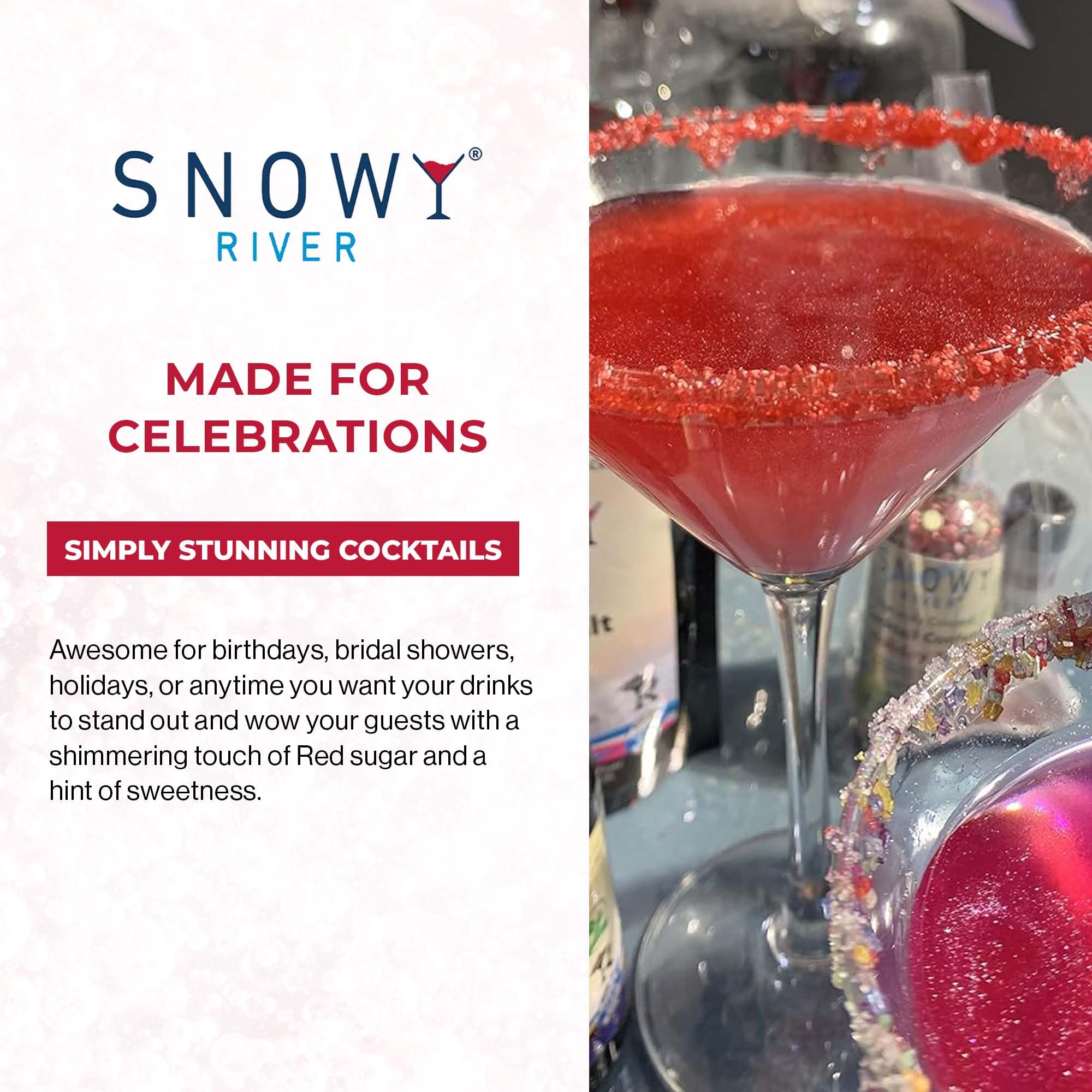 Snowy River Natural Cocktail Sugar Rimmer - Kosher Certified Naturally Colored Beverage Rimming Sugar for Cocktails, Margaritas, Drinks (Red, 80oz)