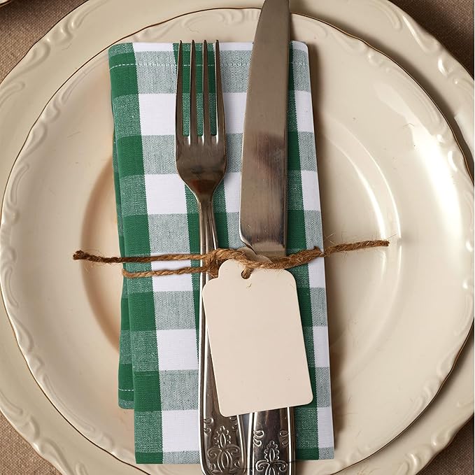 Urban Villa Cloth Napkins Cotton 20x20 (Set of 12) Hunter White