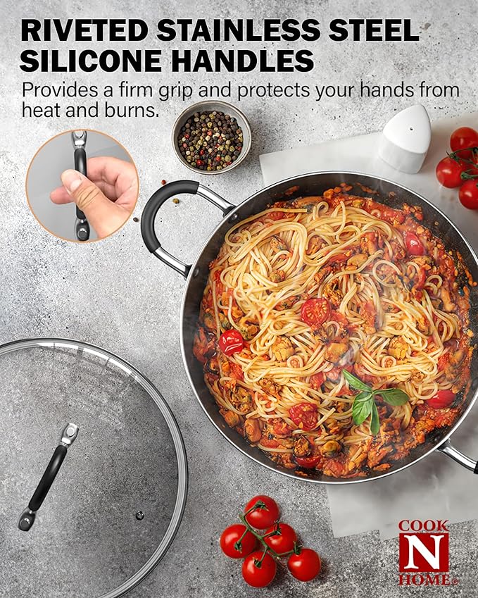 Cook N Home 8-Piece Nonstick Pot and Pan Set with Lid Induction Compatible