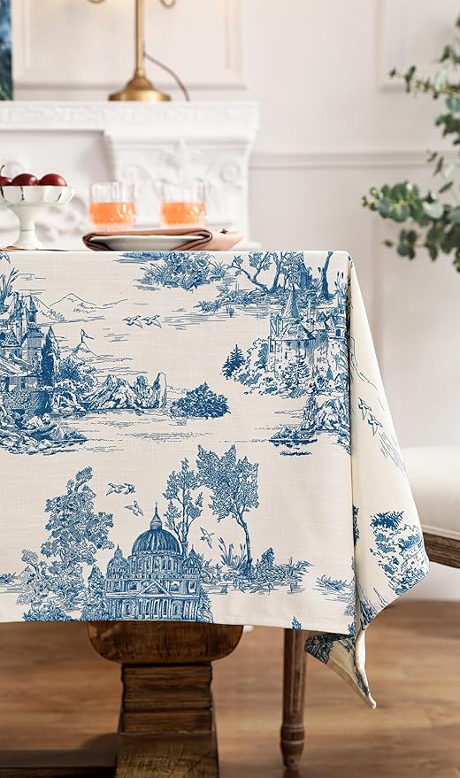 patdrea Elegant French Linen Tablecloth,Square,67"x67"-Lucerne A