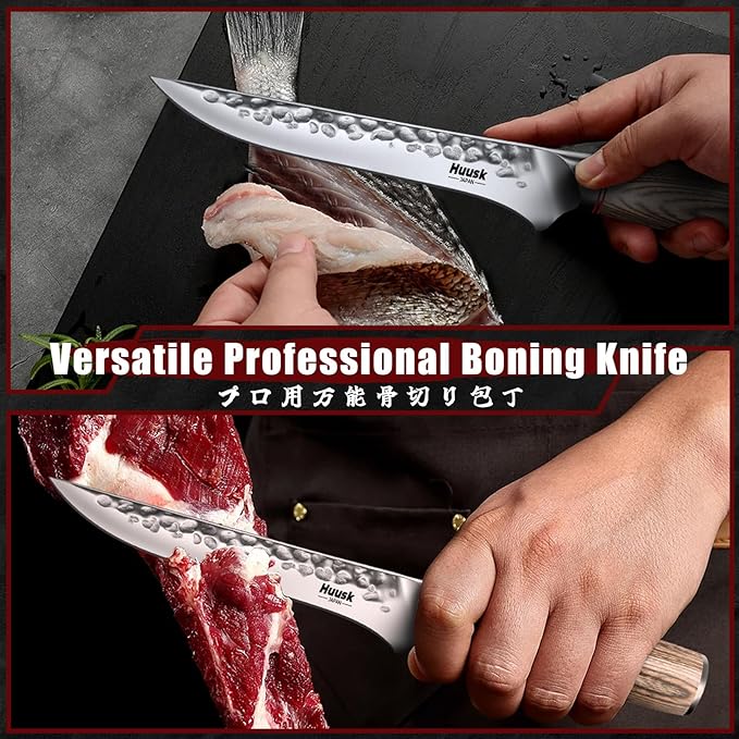 Huusk Kitchen Knife Set of 3 - Japanese Nakiri Vegetable Knife