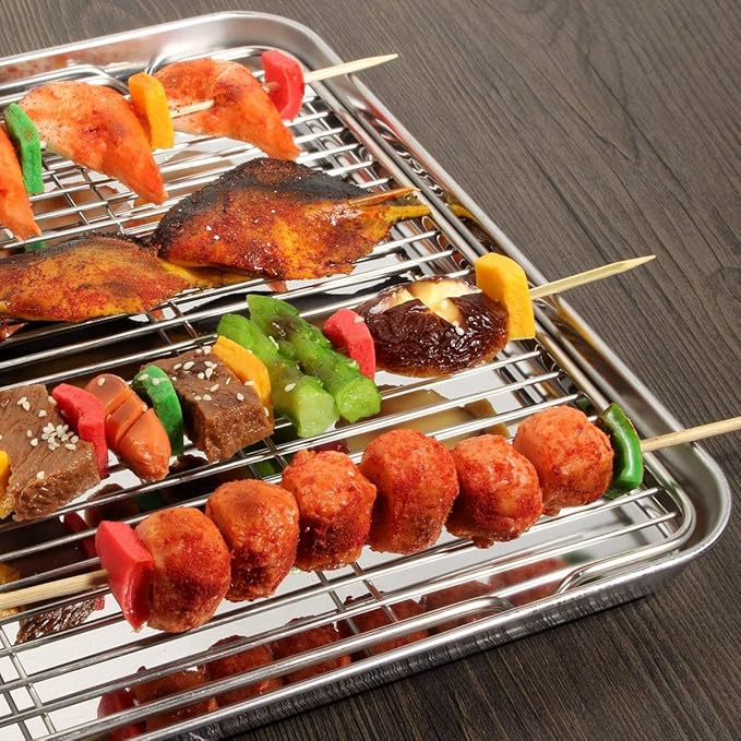 Baking Sheet with Rack Set, Stainless Steel Cookie Sheet with Cooling Rack