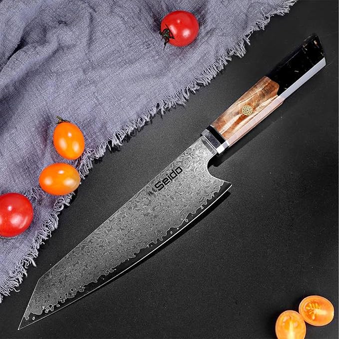 Seido 8.5-Inch VG10 Damascus Kiritsuke Chef Knife, Night Black