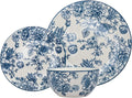 Godinger Dinnerware Set Banbury Porcelain Dinner Plate, Salad Plate, Soup Bowl - 12 Piece Set