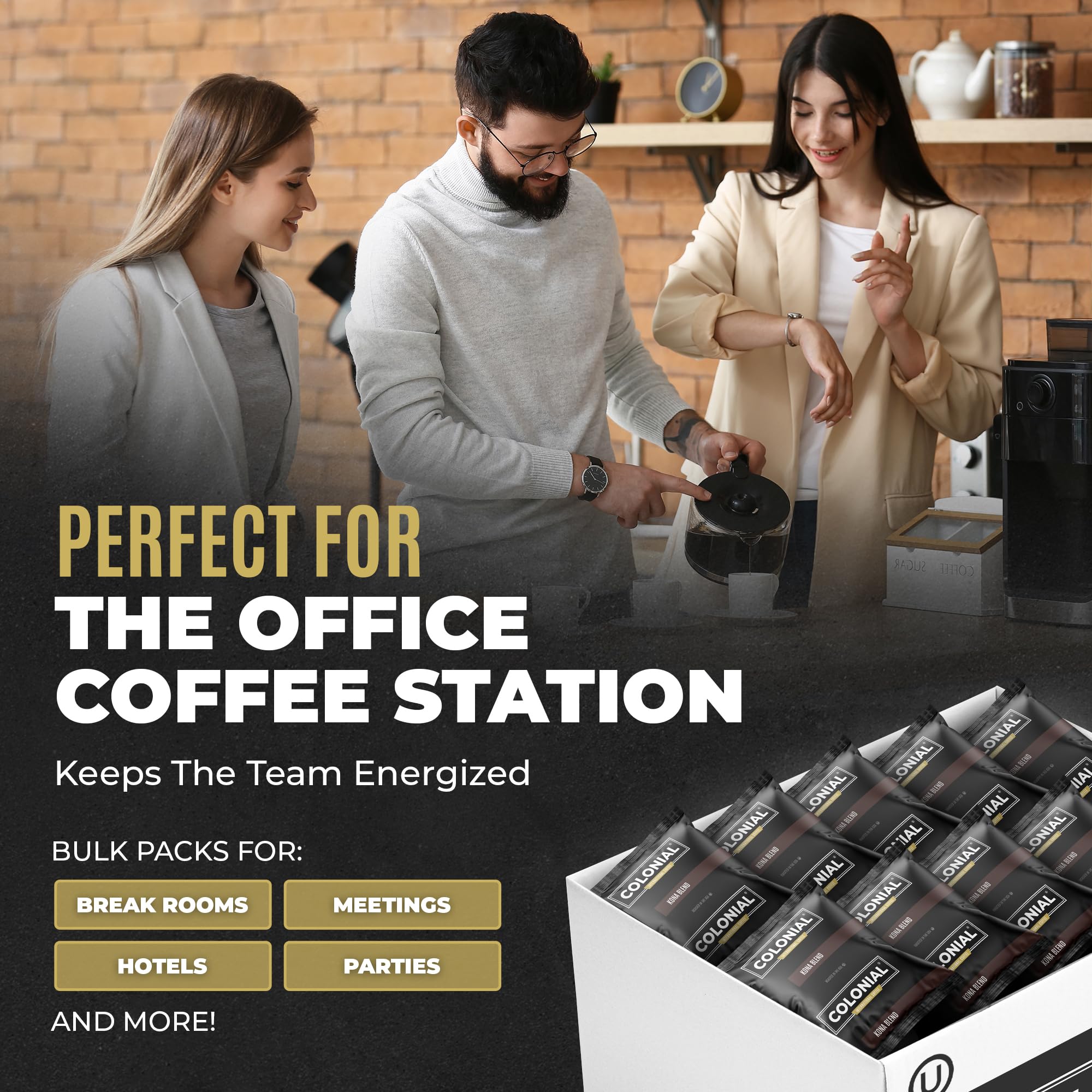 Colonial Coffee Ground Frac Packs, Breakfast Blend, Medium Roast, 32-Count