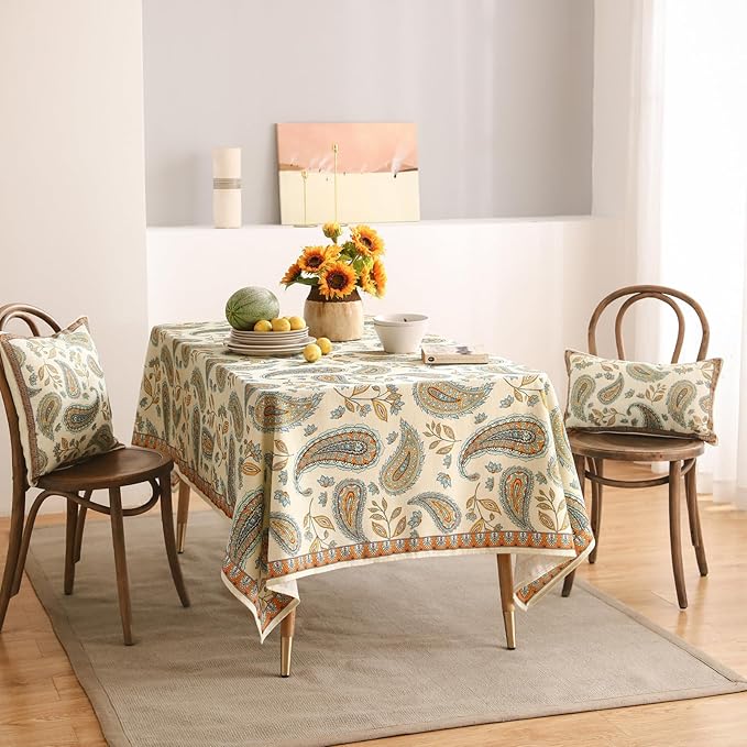 patdrea Vintage French Linen Tablecloth,Rectangular,94"x63"-Lysaniya