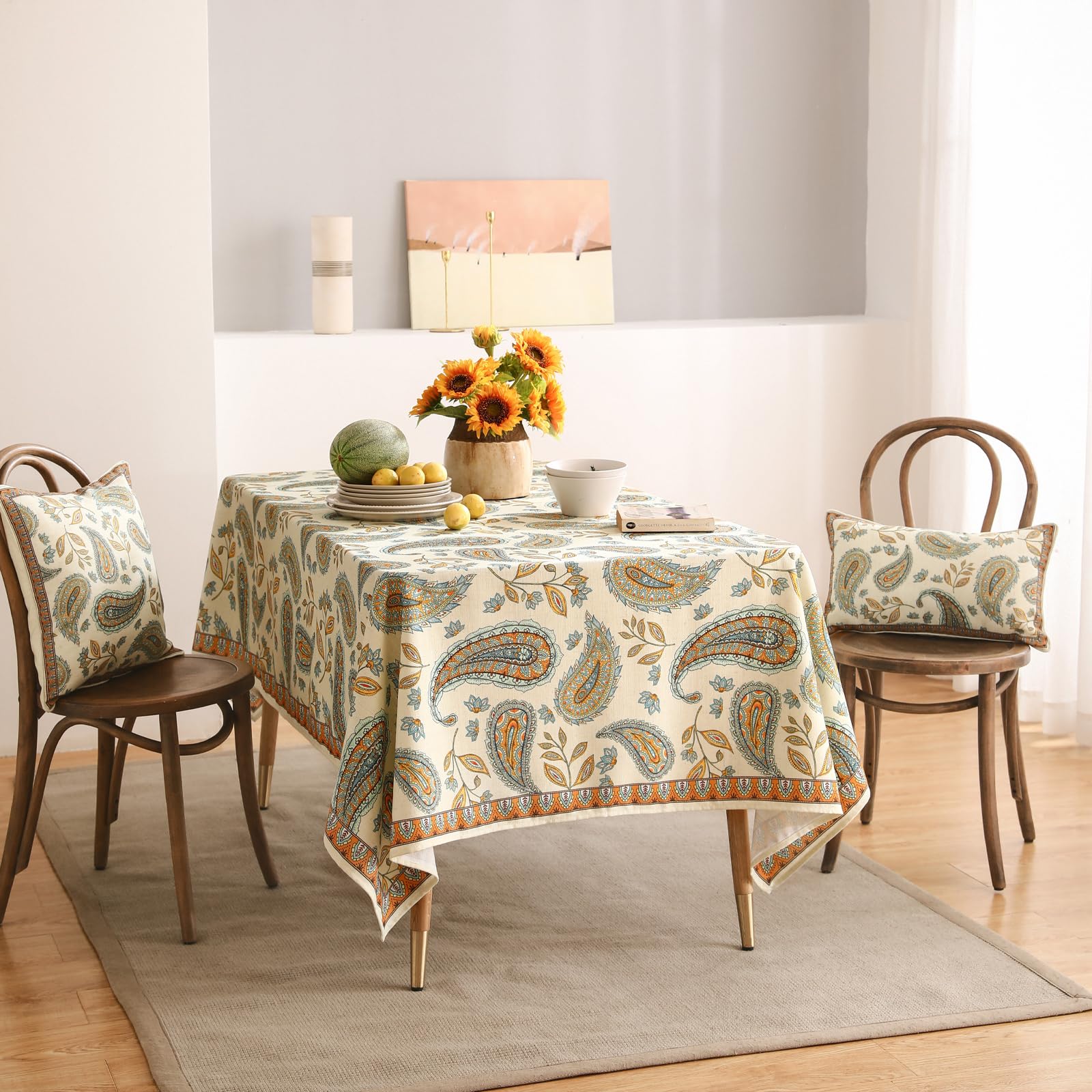 patdrea Vintage French Linen Tablecloth,Rectangular,94"x63"-Lysaniya