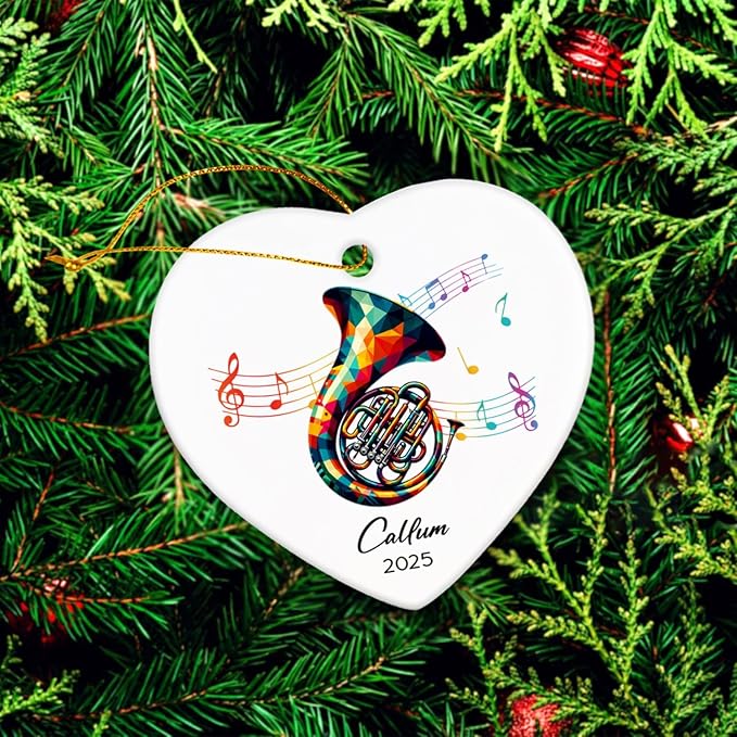 French Horn Ceramic Ornaments, Customized Name & Year French Horn Player Christmas Ornament Gifts, Musical Instrument Ornaments Xmas Tree, Personalized Music Lovers Ceramic Ornament Decoration 2026