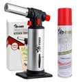 Jo Chef Kitchen Torch with Butane Included – Refillable Lighter with Safety Lock & Adjustable Flame, Blow Culinary Torch for Cooking, BBQ, Creme Brulee, DIY and Soldering - 1 Can (5.07oz) Included