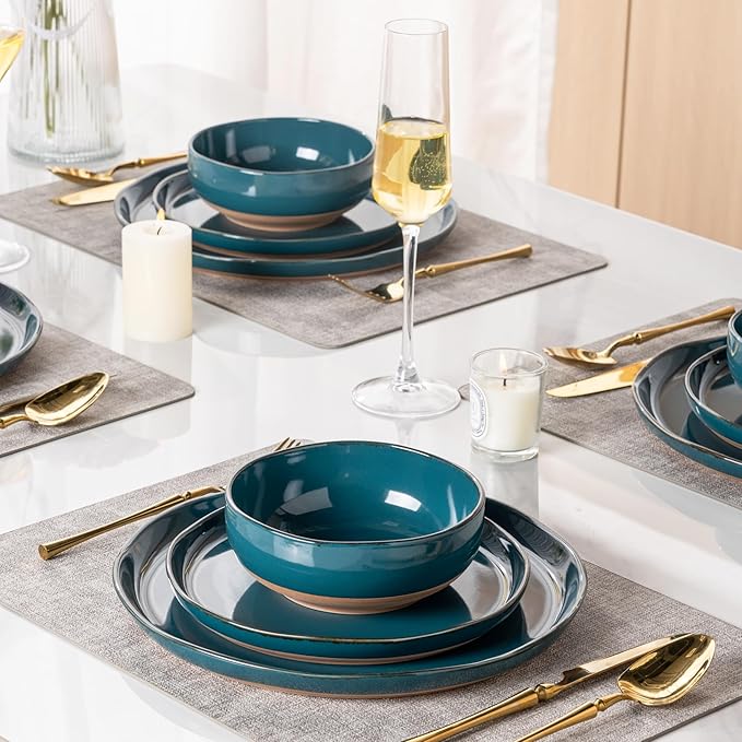 AmorArc Dinnerware Sets for 4, 12 Pieces Ceramic Plates and Bowls Set