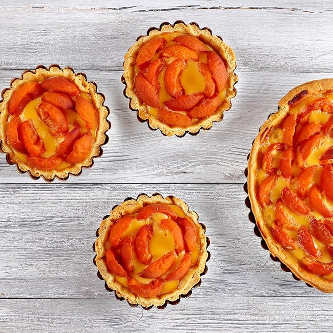 Unomor Stainless Steel Chrysanthemum Tart Mold 6 Pack Flower Tart Pans 2.40 X 2.40 X 0.90 in Reusable Non-Stick Baking Molds for Egg Tarts Mini Cupcakes Muffins Diy Desserts
