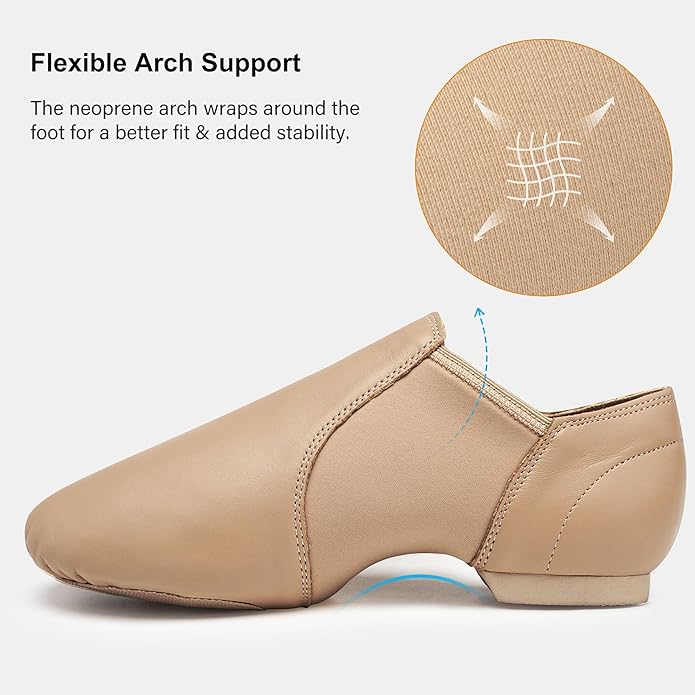 Stelle Jazz Shoes for Women Leather Dance Shoes Unisex (Tan,4MW)