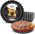 YUMTART 4 Inch Round Tart Pan 8 Pieces, False Bottom Pie Pan, Deep Fluted Tart and Quiche Pan with Removable Bottom - Non-Stick Tart Pan