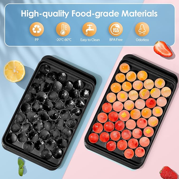 WIBIMEN Ice Cube Tray with Lid and Bin, 0.8" Round Ice Trays for Freezer