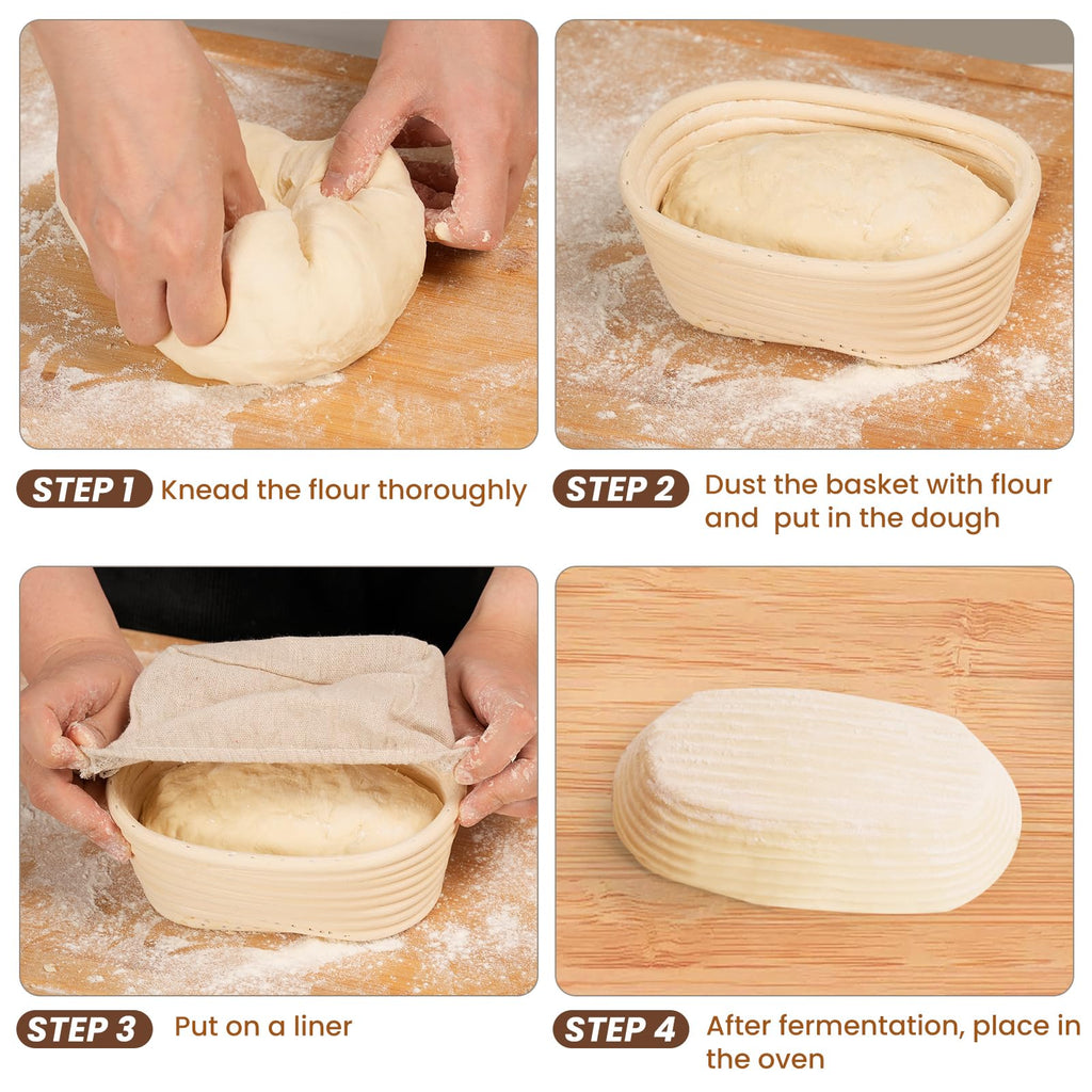 6 Inch Oval Banneton Bread Proofing Basket Set of 6, Kikcoin Mini Sourdough Bread Baking Supplies, Small Banneton Basket Proofing Baskets for Sourdough Bread Baking