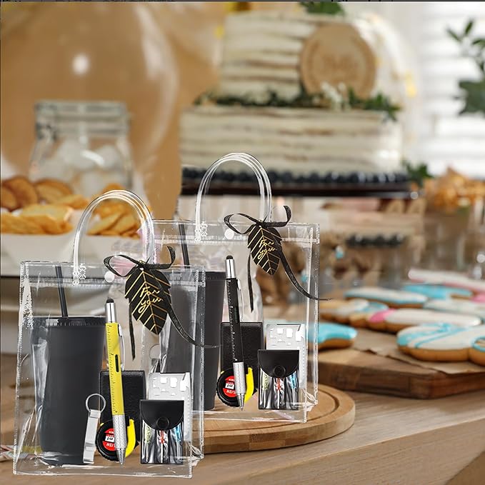 Baby Shower Prizes for Men - 6 Pack Complete Game Prize Set for Dad & Male Guests - Includes Survival Card Tool, Tape Measure, Bottle Opener Keychain, Plastic Cups, Pens, Screwdrivers (BLACK)