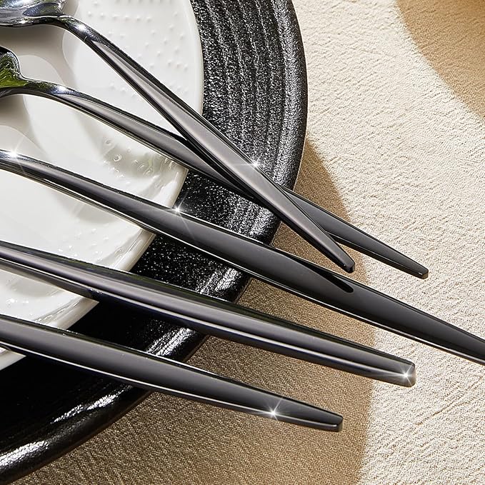 18/10 Silverware Set for 4, 20 Piece Black Stainless Steel Flatware Cutlery