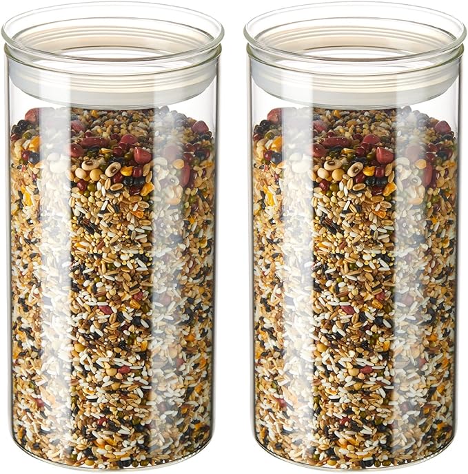 ZENS 74oz Glass Canisters with Airtight Lid, 2 Large Storage Containers