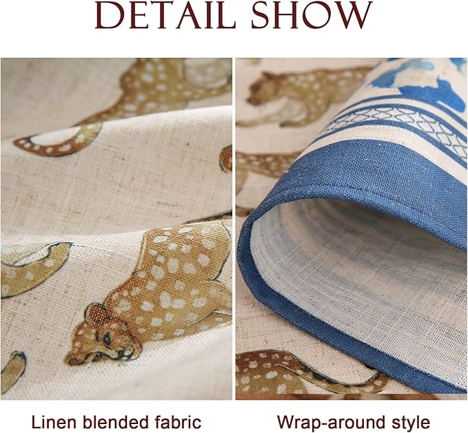patdrea Vintage Leopard Print Linen Tablecloth,Rectangular,79"x55"-from