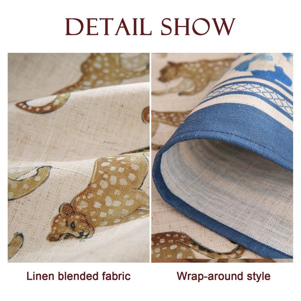 patdrea Vintage Leopard Print Linen Tablecloth,Rectangular,118"x67"-from