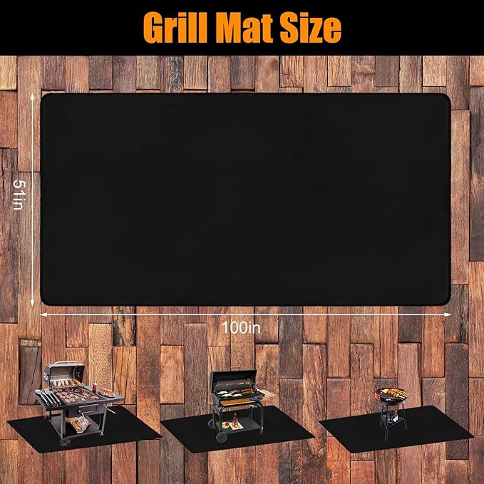 Thmins 100x51 Inches Extra Large Under Grill Mat for Outdoor Grill
