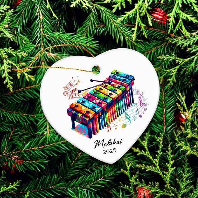 Xylophone Instrument Ceramic Ornaments, Personalized Xylophonist Ornaments Decor Christmas, Xylophone Ceramic Ornament Gifts for Music Lovers, Custom Name & Year Xylophonist Ornament Xmas Tree 2026