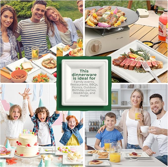 300 Pcs Biodegradable Paper Plates Set Disposable Dinnerware