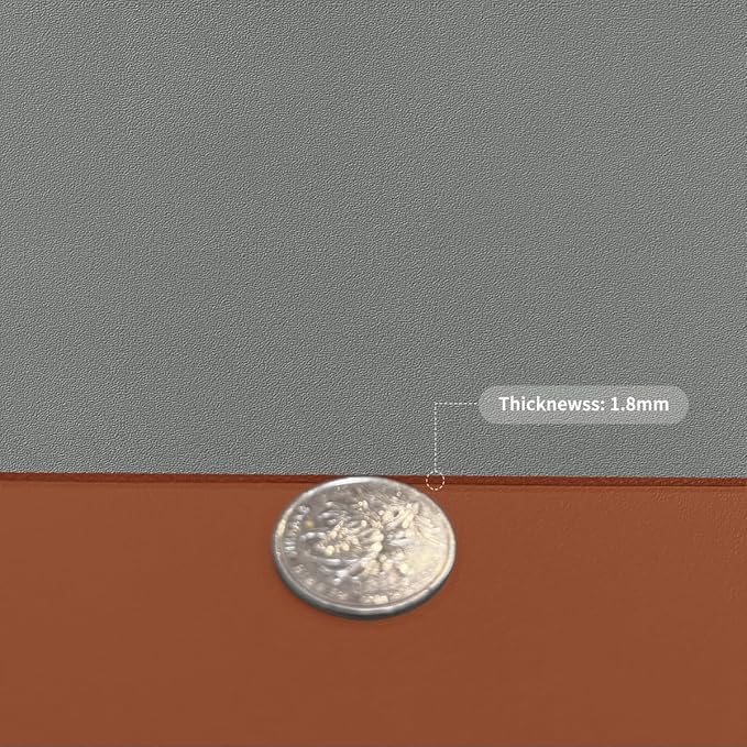 Zinkooat Faux Leather Table Cover,1.8mm Thick,12x90 Inch Table Protector,Glass Table Protector,Table Sticker Cover,Desk Covers On Top of Desks.(Brown+Gray,12x90)