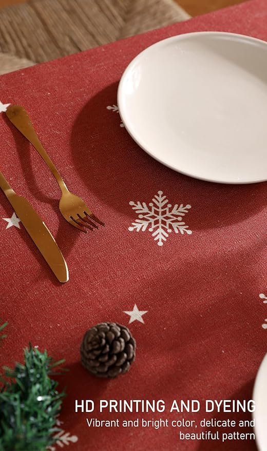 ISAENNE Designer Vintage Linen Square Large Tablecloth,67"x67"-Carol C