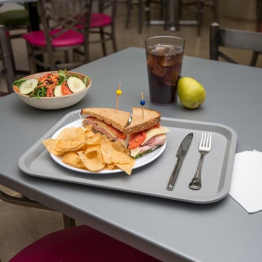 Carlisle FoodService Products Café Cafeteria Tray, Fast Food Tray for Restaurant or Commercial Use, 12" x 16", 1 Count, Gray
