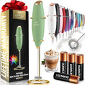 Zulay Kitchen Powerful Milk Frother Wand With Duracell Batteries - Ultra Fast Handheld Drink Mixer - Electric Whisk Foam Maker for Coffee, Lattes, Cappuccino & Matcha - Z1 Motor - Forest Gold