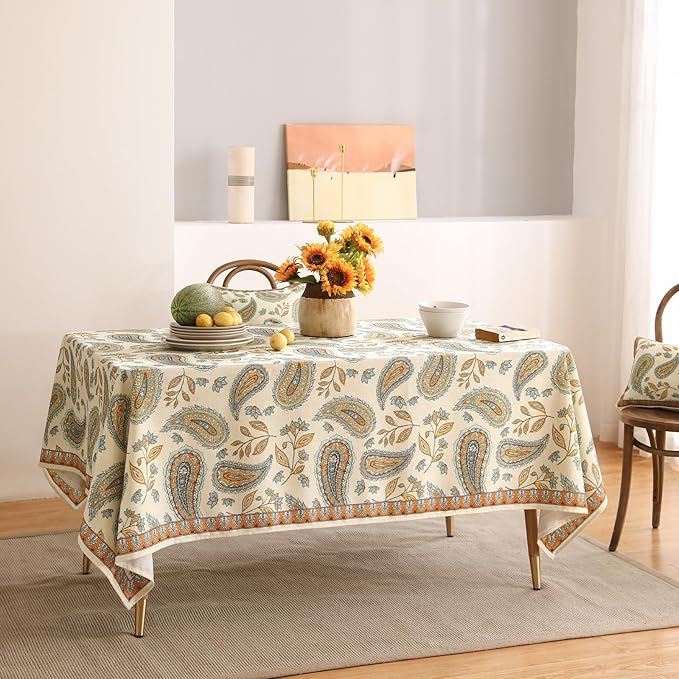 patdrea Vintage French Linen Tablecloth,Rectangular,94"x63"-Lysaniya