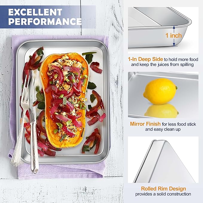 10.4” Baking Sheet Pan with Rack, Joyfair Stainless Steel Toaster Oven Tray