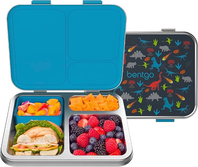 Bentgo Kids Prints Stainless Steel Leak-Resistant 3-Compartment Lunch Box