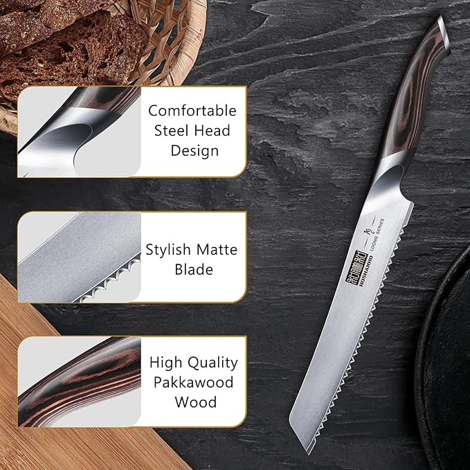 HOSHANHO Bread Knife 8 inch, Ultra Sharp Japanese Serrated Bread Knife