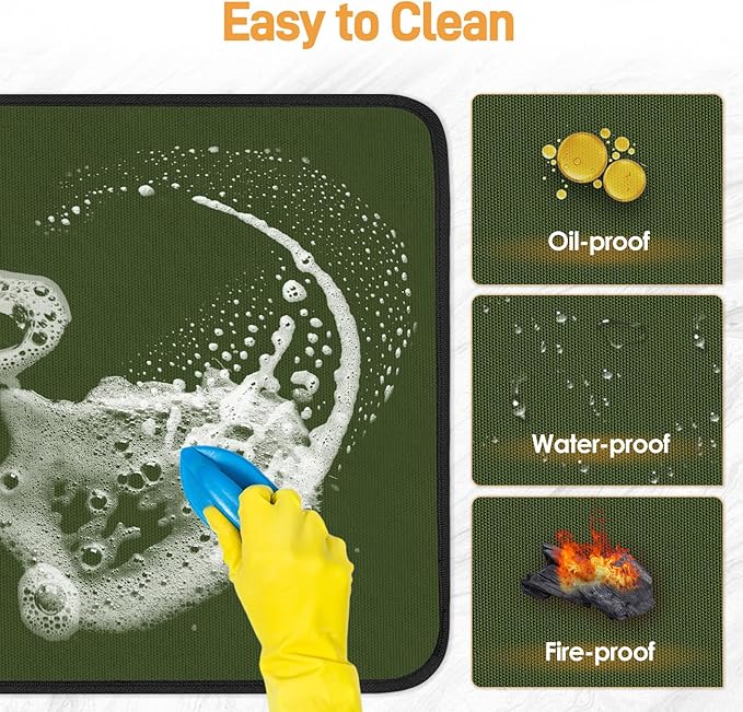 Amerbro 2 PCS Heat Resistant Mats for Countertop Air Fryer, 18x15in, Green